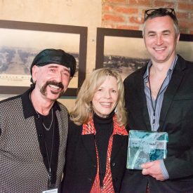 Jimbeau Hinson, Brenda Fielder, & Jimbeau Hinson receiving the Programmers' Choice Award for BEAUTIFUL JIM @ the Crossroads Film Festival, 2014